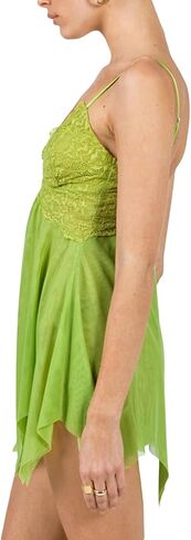 Womens Green Tinkerbell Fairy Costume Dress Sexy Cosplay Costume Dress Y2k Lace Spaghetti Strap Lingerie Mini Dress in Kuwait