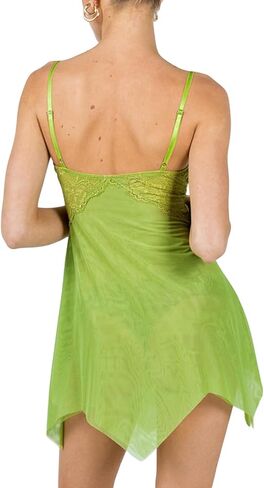 Womens Green Tinkerbell Fairy Costume Dress Sexy Cosplay Costume Dress Y2k Lace Spaghetti Strap Lingerie Mini Dress in Kuwait