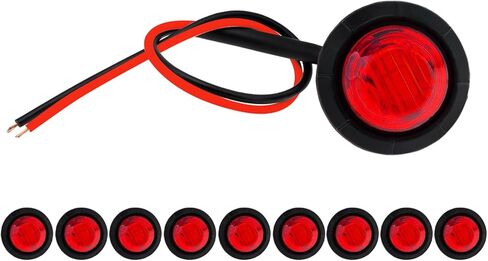 10 قطع 3/4 بوصة مصابيح LED للعلامات، مصابيح جانبية للمقطورة، 12 فولت، مؤشرات أمامية وخلفية دائرية، ضوء خلفي مقاوم للماء لسيارة شاحنة حافلة مقطورة فان RV بيك اب ATV القوارب، أحمر in Kuwait