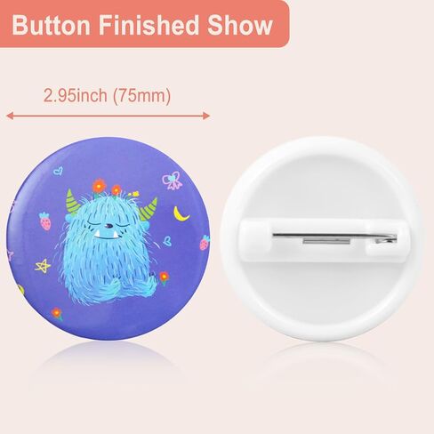 Hicdaw 200 Sets of 58mm(2.25 in) Button Maker Supplies for Button Maker Machine, Includes Blank Button Badge Parts, Metal Caps, Metal Cover, Clear Film, and Blank Paper for Pin Maker Machine in Saudi Arabia