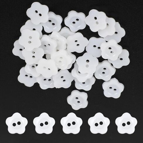 Flower Buttons, 200 Pcs 0.5 Inch White Resin Sewing Button 2 Holes Cute Floral Craft Buttons Decorative Buttons for DIY Scrapbooking Sewing Crafts, Skirts, Sweaters, Shirts, Scarves, Hats, Suits in Saudi Arabia