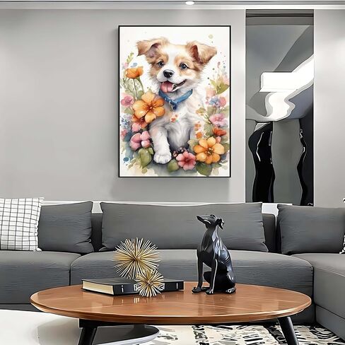 ZHUDENGXJL الكلب مجموعات الرسم الماس للبالغين، 5D كامل جولة الحفر الماس الفن اللوحة عدة للمبتدئين، DIY الماس زهرة جوهرة الفن مجموعات الرسم لهدايا ديكور الحائط المنزل 12x16 بوصة in Saudi Arabia