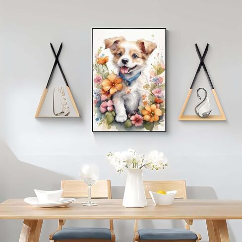 ZHUDENGXJL الكلب مجموعات الرسم الماس للبالغين، 5D كامل جولة الحفر الماس الفن اللوحة عدة للمبتدئين، DIY الماس زهرة جوهرة الفن مجموعات الرسم لهدايا ديكور الحائط المنزل 12x16 بوصة in Saudi Arabia