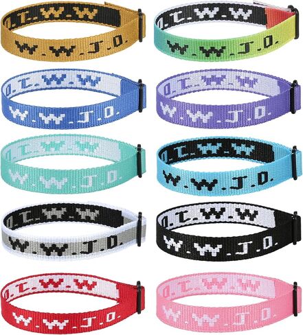 10PCS WWJD Christian Bracelet Pack for Women Men, Christian Gifts Wristbands, WWJD Bracelets - What Would Jesus Do Bracelet in Kuwait