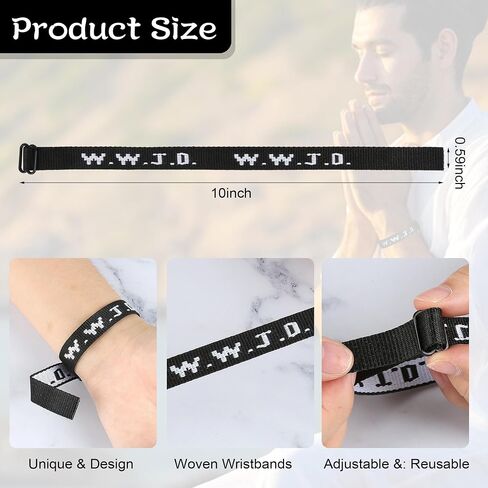 10PCS WWJD Christian Bracelet Pack for Women Men, Christian Gifts Wristbands, WWJD Bracelets - What Would Jesus Do Bracelet in Kuwait