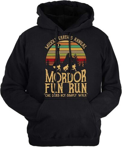 Middle Earth's Annual,Mordor Fun Run,One Does Not Simply Walk Hoodie Sweatshirt Pullover for Men in Saudi Arabia