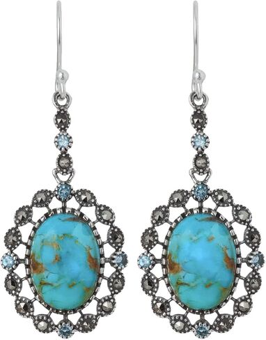 أقراط YoTreasure Blue Mohave Turquoise Swiss Topaz Marcasite المتدلية من الفضة الإسترليني عيار 925 in Kuwait