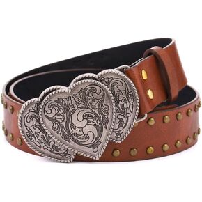 Leather Belts Ladies Vintage Western Waist Belt Jeans Belt Cowgirl Floral Engraved Tooled Leather Belt for Women