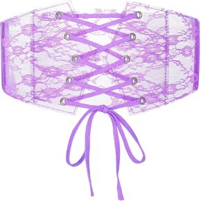 Women Elastic Corset Belt Clear PVC Lace Wide Stretch Waist Belt for Renaissance Pirate Halloween Dress