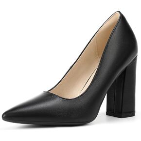 IDIFU IN4 Women's Pumps Closed Toe Heels High Chunky Block Heels Thick Pointed Toe Dress Shoes for Women Wedding Prom Bridal Office Business Heels Dressy Comfortable Formal Fashion Classic Pumps