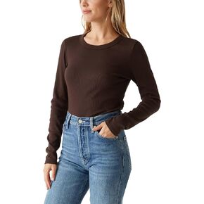 Michael Stars Womens Zola Long Sleeve Wide Binding Crew Tee