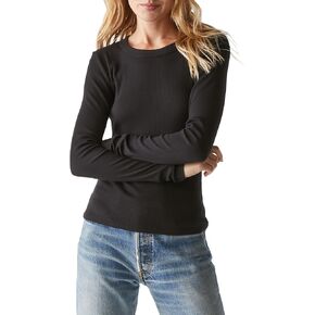 Michael Stars Womens Zola Long Sleeve Wide Binding Crew Tee
