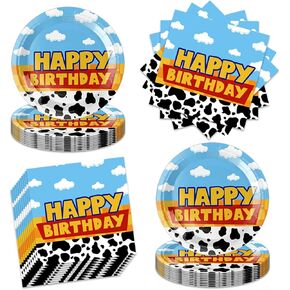 40pcs Blue Sky White Clouds birthday Party Supplies,include 20 dessert plate, 20 Napkin,For boys and girls birthday party supplies，Used for Cartoon Story birthday Party Decoration (White Cloud)