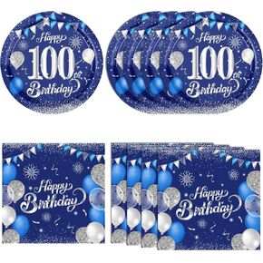 16th Birthday Decorations for Boys16th Birthday Party Tableware Set 16 Years Old Birthday Party Dessert Plates Napkins Blue and Silver Happy 16th Birthday Party Decorations Supplies for Boys Girls