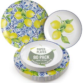 Trendables Heavy Duty Paper Plates 40 Piece Paper Disposable Plates for Party Set - 20 Guests 20 X 8 Small Paper Plates Dessert Plates & 20 X Large Paper Plates 10 Inch Paper Plates Bulk | Aviv