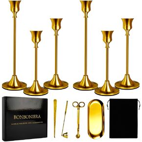 Metal Electroplated Premium Gold Candlestick Holders @ Accessories Taper Candle Holders Candelabra Gold Candle Holders Candle Sticks Holder Décor Candle Holders for Pillar Candles Candle Stick Holder