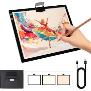 Magictaill Light Board for Diamond Painting, Rechargeable A4 Tracing Light Box with Stand and Clip, 6 Levels Brightness Light Table for Artist, Drawing, Sketching, Animation