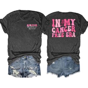 Breast Cancer Shirts for Women Ribbon T-Shirt Breast Cancer Awareness Short Sleeve Tee Tops