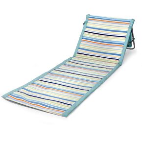 PICNIC TIME Beachcomber Portable Beach Mat - Soft Beach Lounger - Backpack Beach Chair & Tote, (Blue Pinstripe)