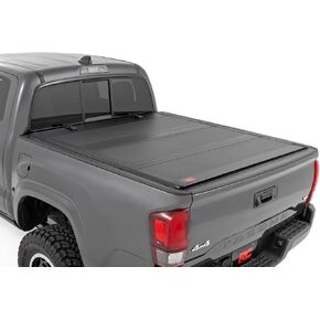 Rough Country Hard Flip Up Truck Bed Tonneau Cover for Toyota Tacoma (2016-2023) - Fits 6' Bed, Weatherproof Tonneau Covers
