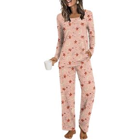 HOTGIFT Pajama Sets for Women 2 piece, Long-Sleeved Pants Pjs Sets for ladies Winter, Soft Sleepwear Womens Pajama Sets