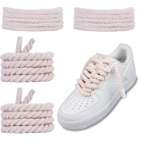 Thick Rope Shoe Shoelaces for Air Force 1, Cotton Chunky Twisted Replacement Shoe Laces for Sneaker