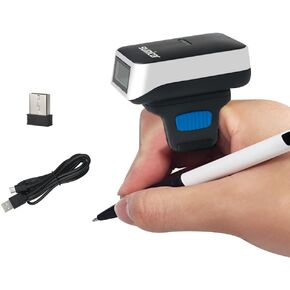 Bluetooth Ring Barcode Scanner, Sumicor Wearable Finger Bar Code Reader Portable Mnin Barcode 3-in-1 Bluetooth & 2.4Ghz Wireless & USB Work with iOS Android Windows Linux Mac OS