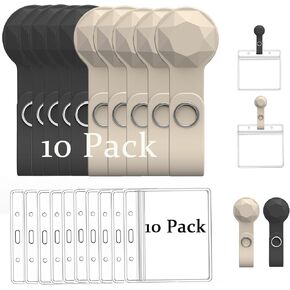 50 Pack Reusable Strong ID Magnetic Badge Holder with Horizontal PVC Name Badge Holder Suitable for Conferences, Gatherings, Temporary Worker ID Holder, Diamond Design (Black*25+Beige*25)