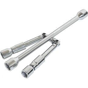 25'' Extended Lug Wrench with Blow Storage Case, 4 Way Wheel Nut Wrench with Standard Sockets (17mm, 19mm, 21mm & 23mm), Labor Saving Tire Iron Tyre Wrench