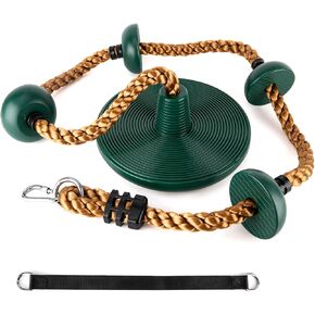 Rope Swing for Tree, Climbing Rope with Platforms - Rope Swing Seat for Treehouse and Outdoor Playground Accessories with w/Carabiner and 4 Foot Strap