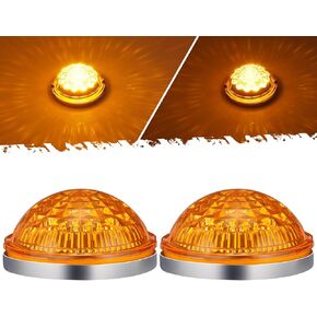Partsam 2Pcs 17LED Red Watermelon Lights Side Marker Stop Turn Signal Lights with Steel Stainless Bezel Replacement for Kenworth Peterbilt Freightliner Trucks