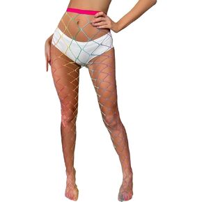 Women's Rainbow Fishnet Hosiery, Neon Fishnet Sheers,Rainbow Fishnet Tights, Mesh Fishnet Stockings Pride Outfits