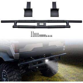 SAUTVS Rear Bumper with Light for Polaris Ranger XP 900 1000, Heavy Duty Rear Brush Guard Bumper with LED Accent Light for Polaris Ranger XP 900 2013-2019/ Ranger XP 1000 2017-2024 Accessories
