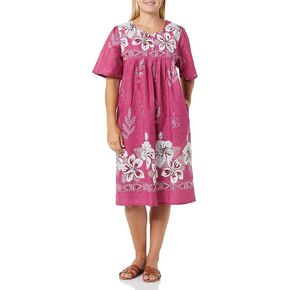AmeriMark Womens Patio Dress Lounger Floral Print Border Short Sleeve & Pockets in Saudi Arabia