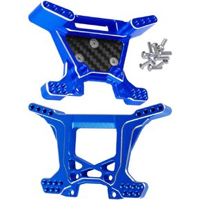 RC Front Rear Shock Tower Shock Mounts Upgrades Part for 1/10 Rustler 4X4 (VXL),2PCS Aluminum Shock Tower Shock for 1/10 Rustler 4WD (VXL),Navy Blue