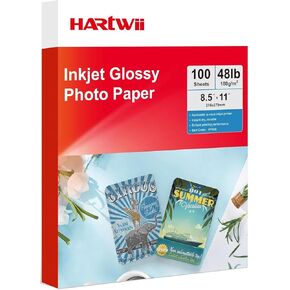 High Glossy Photo Paper 180gsm 48lb 100 Sheets 8.5x11 Inches Professional Glossy Photographic Paper for Inkjet Printer with Dye Ink
