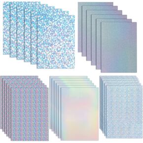 CCINEE 30 Sheets Printable Holographic Sticker Paper, A4 (8.3 x 11.7 Inch) Vinyl Sticker Paper Self-Adhesive Waterproof Dries Quickly Vivid Colors Tear Resistant for Inkjet & Laser Printer