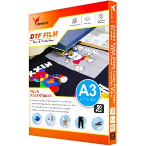 DTF Transfer Film Roll - 11.8" x 328' Double Sided PreTreat PET Heat Transfer Film, Cold & Hot Peel PET Heat Transfer Film for DTF Inkjet Printer, Direct Print on T-Shirts Textile