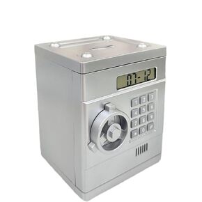 Electronic Piggy Bank for Kids Safe, Cash Coin Mini ATM Piggy Bank, with Password and LCD ATM Bank for Boys Girls, Piggy Bank Safe for Kids -Sliver Color