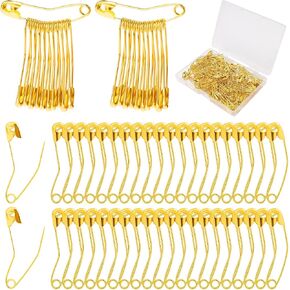100pcs Curved Safety Pins, 1.5 Inch Bent Safety Pins Stainless Steel Quilting Basting Pins Curved Sewing Pins Accessories for Quilting Knitting Sewing Crafting (Gold)