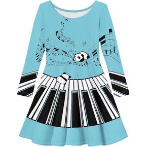 Girl Casual Long Sleeve Dresses Winter Fall Spring A Line Skater Twirl Dress,Age 3-16 Years