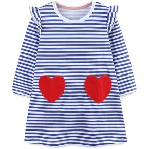 Hongshilian Girls Cotton Chirstmas Dress Long Sleeve Cartoon Appliques Casual Playwear Dresses