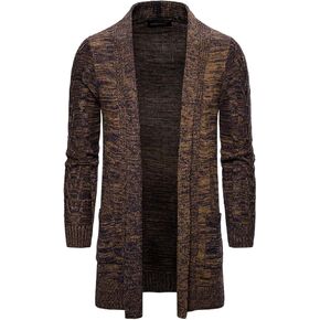 HZCX FASHION Men's Slim Fit Long Sleeve Open Front Cardigan Sweater with Pockets