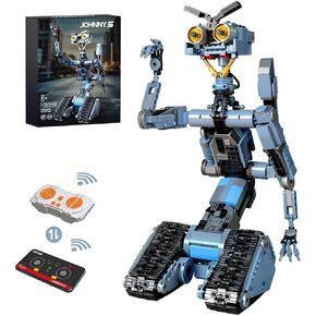 1176 Pieces Johnny 5 Robot Building Set with Remote Control, Short Movie Circuit Building Blocks Toy, Compatible for Lego, Rechargeable Technic Robotics Figure Model Kit, Gift for Adult and Teens 14+
