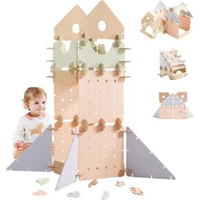 Fort Building Kit Giant Snowflakes Construction Toys for Kids 70 Pcs STEM & Art Learning Educational Gift Interlocking Building Blocks for DIY Castles,Rockets,Pretend Play|3+ Years