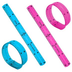 2 Pcs Flexible Ruler, 30cm/12inch Plastic Shatterproof Straight Edge Soft Bendable Clear Ruler for Kids & Adults - Purple & Blue