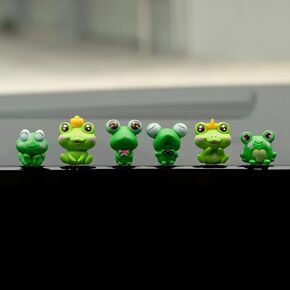 Luminous Frog Car Dashboard Decor, 6PCS Fun Frog Car Dash Decorations Car Rear View Mirror Ornament Interior Accessories for Home Office