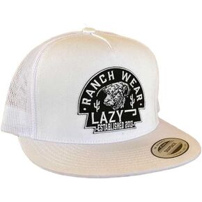 LAZY J White Black Patch Logo - Hats Cap