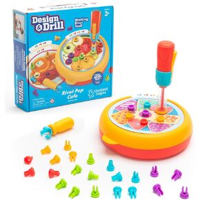 Educational Insights Design & Drill® Rivet Pop Cafe - Fine Motor Toys for Toddlers, Toddler Drill and Screw Toys, Gift for Boys and Girls Ages 3+