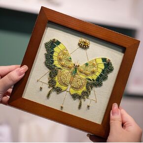 Craftreasure Embroidery Kit for Beginners Needle Point Kits Adults Beginner Including All Tools，Embroidery Hoop，Indian Silk，Beads, Picture Frames Interesting Handmade